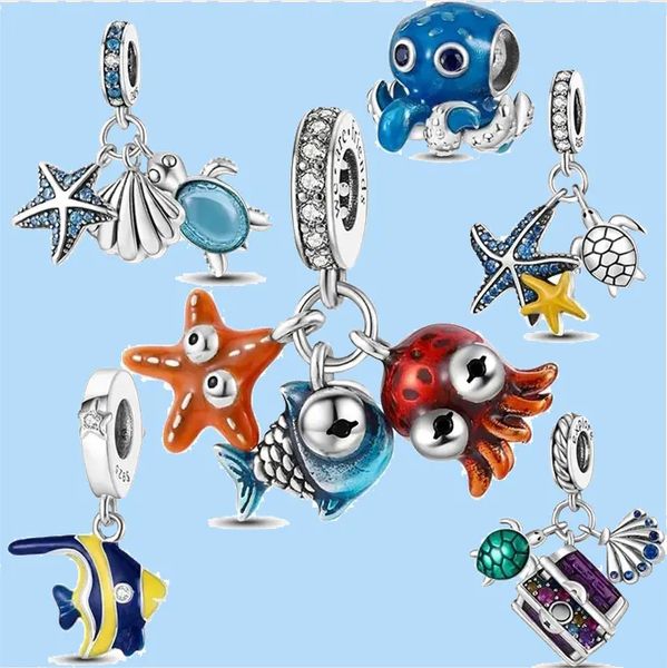 

925 charm beads accessories fit pandora charms jewelry starfish ocs beads fit charmhub, Black