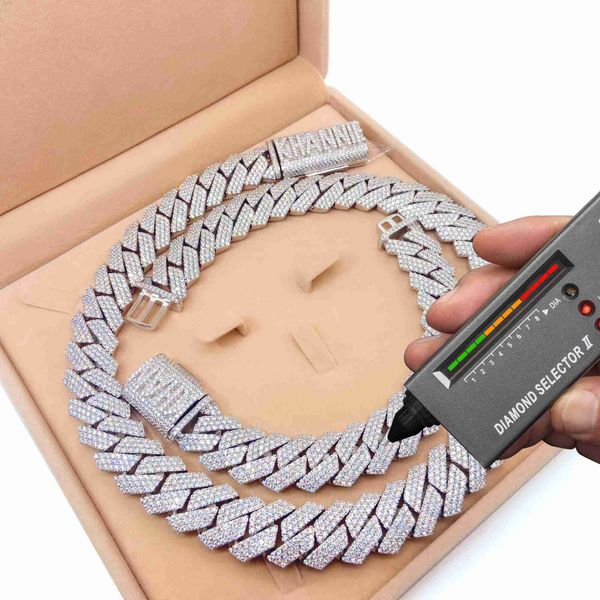 

15mm 18mm 20mm fine jewelry custom fashion silver s925 iced out vvs moissanite diamond miami cuban link chain mens necklaces