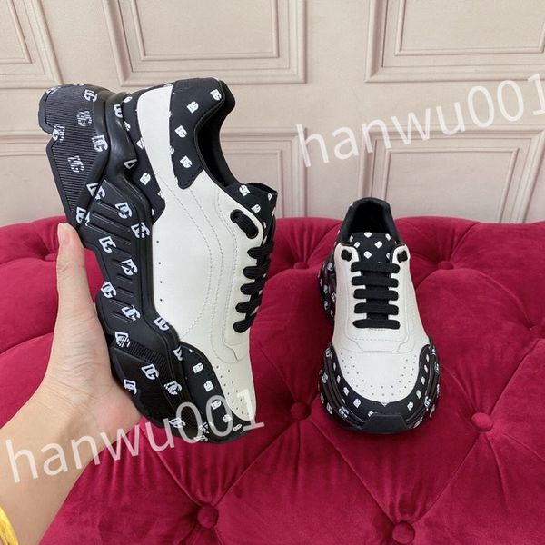 

new r woman shoe leather lace up men fashion platform sneakers white black mens womens casual shoes 39-45