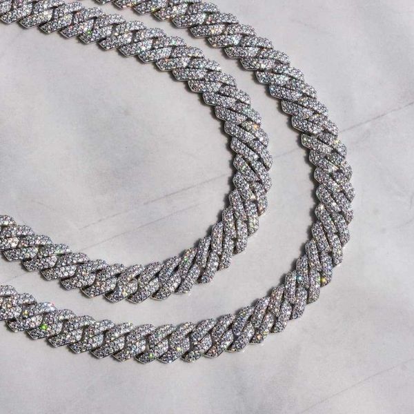 

iced out silver hip hop jewelry maiami 14mm 18" 20" 22" vvs cz zircon cuban link chain
