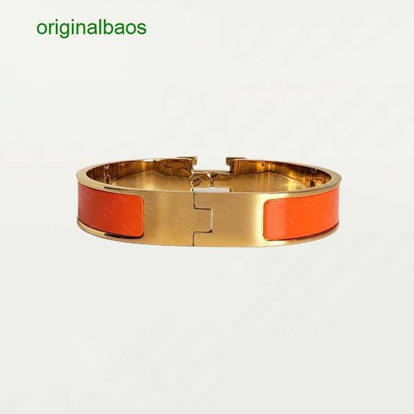 

original hemrres designer bracelet classic designer 18k gold bangle luxury brand enamel bracelet for men women birthday mother' day jew, Black