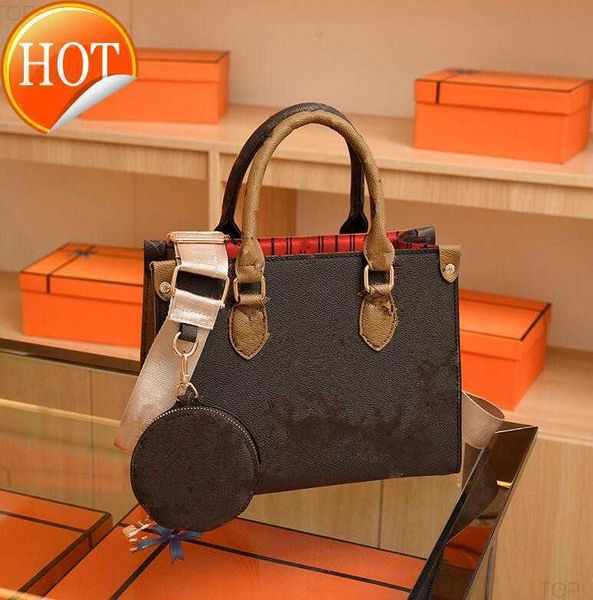 

totes fashion onthego 2pcs women luxurys designers bags genuine leather handbags messenger crossbody shoulder bag wallet shoppingbag louisei