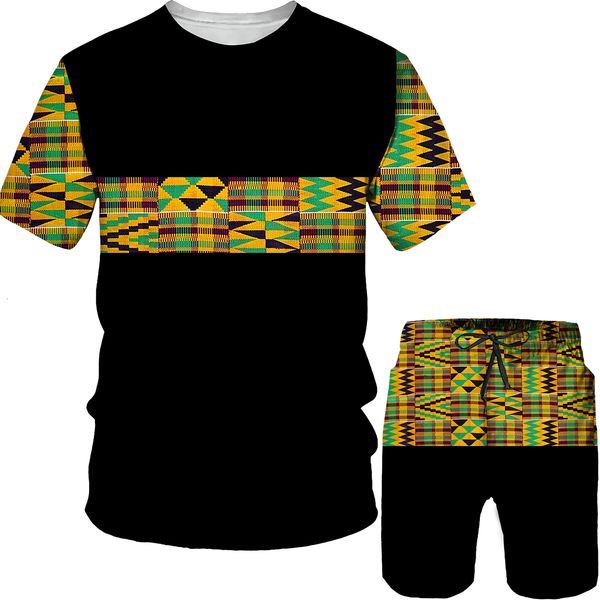 

men's tracksuits 3d print african dashiki men's t shirt shorts tracksuits suit summer short sleeve men folk custom outfits plus si, Gray