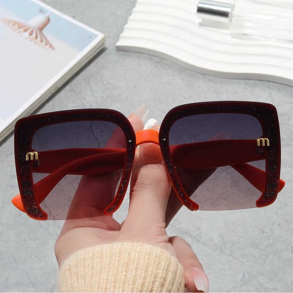 

new square of the same model as h home flash frame high-end mesh red ins style fashionable sunshade sunglasses, White;black