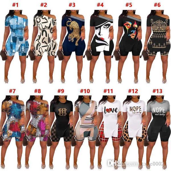

summer womens designer tracksuits fashion pattern printed split short sleeved and shorts two piece matching set, Gray