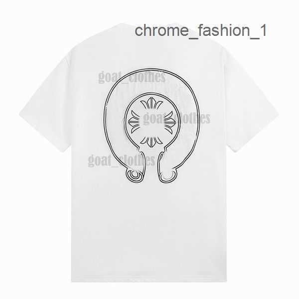 

2023 designers chromes heart mens t-shirts embossed letter classic crew neck casual horseshoe sanskrit cross pattern tees tshirts eur s-xl 2, White;black