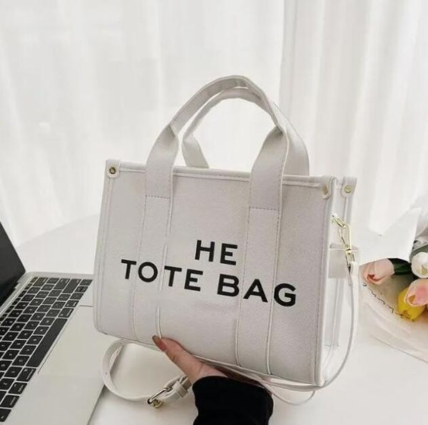 

2022 new marc women tote bag letter pu leather bag diagonal handbag hand shopping bag, Black;red