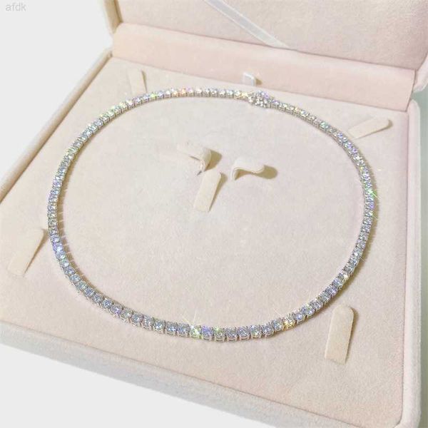 

luxury 10k solid gold 3.0mm claw set natural si1/vs diamond tennis bracelet necklace, Silver