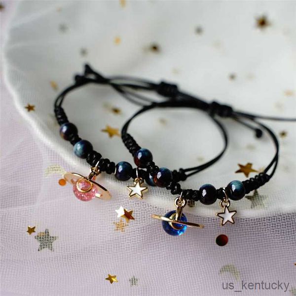 

charm bracelets new arrival universe planet bracelet couple handmade adjustable bracelet stars moon girlfriends students gift jewelry, Golden;silver