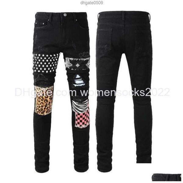 

2016 men's jeans mens designer paige amirs fashion skinny straight slim nonelastic ripped design knee tear tight size 2840 long style 2, Blue