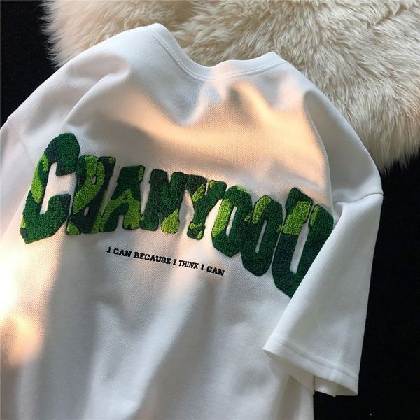 

mens tshirts american retro letter printing shortsleeved tshirt male students loose wild ins trendy half sleeved couple t shirt y2k 230512, White;black