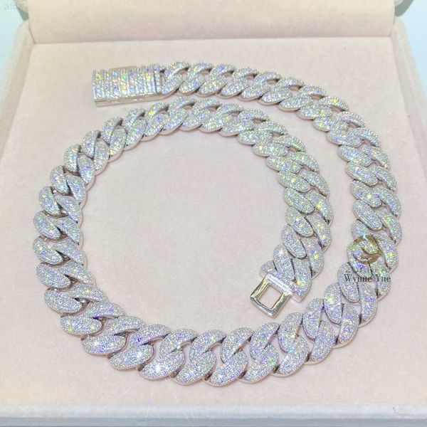 

350g bussdown 18mm 3rows 925 solid sterling silver vvs moissanite miami cuban link chain