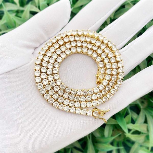 

shining jewelry tennis bracelet necklace hip hop 925 sterling sliver 3mm moissanite tennis chain, Silver