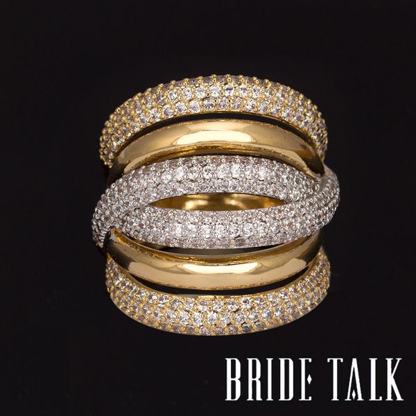 

band rings bride talk luxury women's ring aaa cubic zirconia shiny crystal multi layered design wedding party dating gifts fashion jewe, Silver