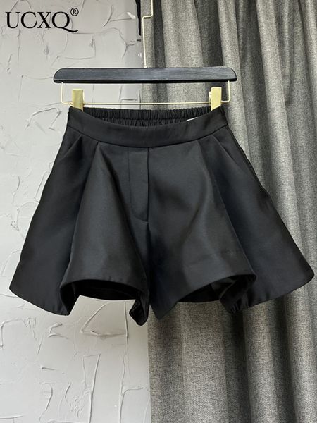 

women's shorts ucxq korean black shorts women's spring summer loose high waist suit draping a-line wide leg pants female 10ab3671, White;black