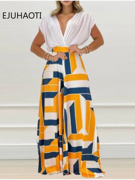 

women's two piece pants spring summer bat sleeve crop wide leg pants two piece set oversize woman clothes outfits women club sports sui, White