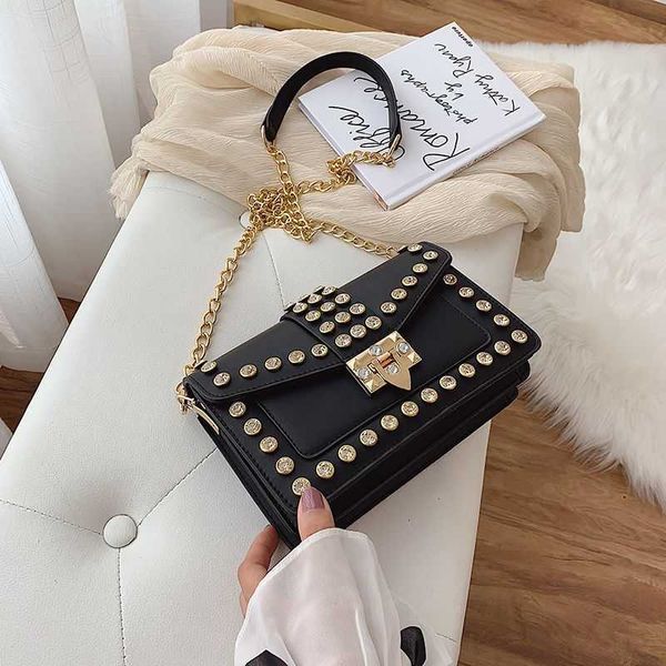 

s purses lock bag women's leather handbags fashion pu luxury small famous women designer rivet shoulder crossbody