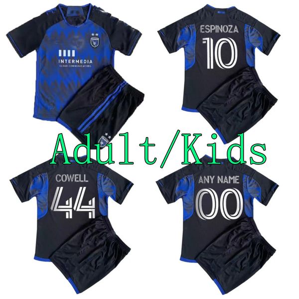 

23/24 san jose earthquakes soccer jerseys mls home away marie beason cowell ebobisse espinoza gruezo espinoza ebobisse kids kit football shi, Black
