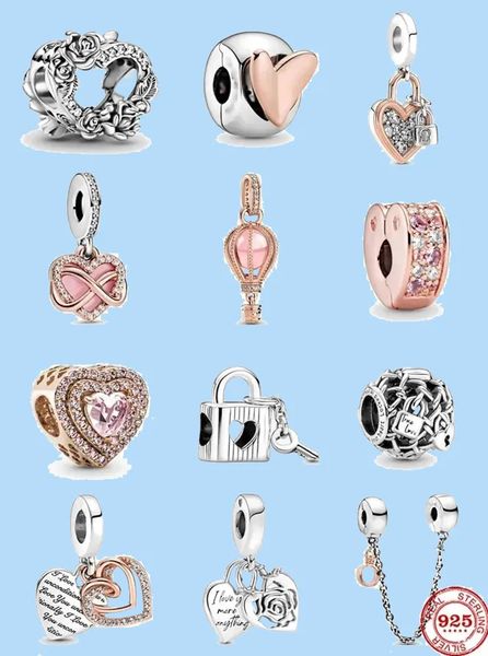 

925 charm beads accessories fit pandora charms jewelry dangle charm women beads jewelry gift wholesale openwork chain link, Black