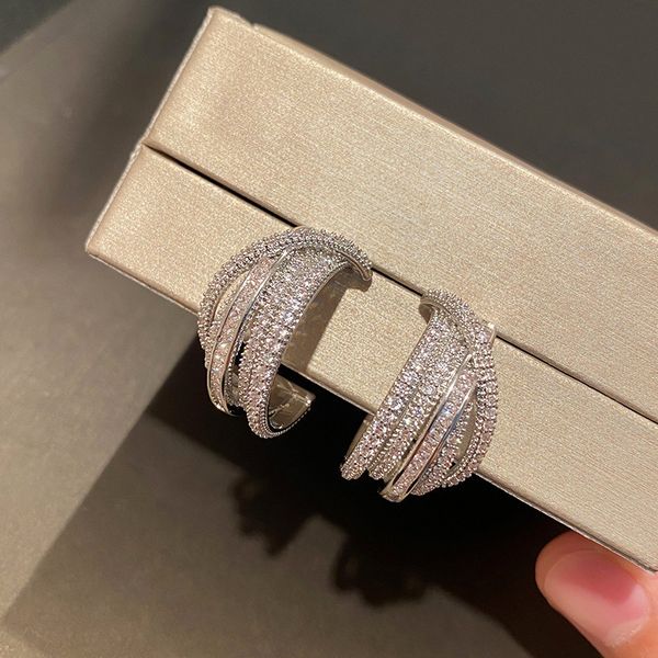 

dangle chandelier line semi circle c shape 925 silver needle earrings small jewelry for women cubic zircon grunge japanese gift 230515