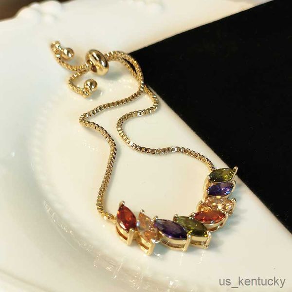 

charm bracelets luxurious shiny colorful cubic zirconia bracelets for female exquisite crystal bead chain women jewelry wedding party gift, Golden;silver