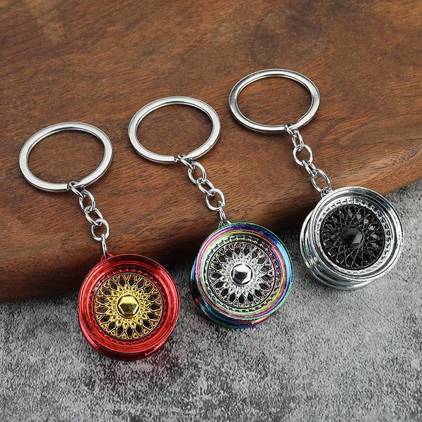

bbs wheel rim keychain 3d keyring creative accessories racing wheels auto part model key chains for car lovers pendant gift, Silver