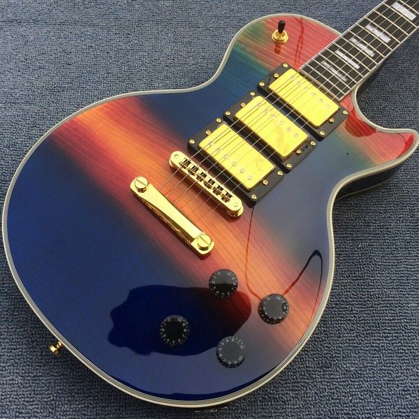 

new ebony fingerboard 6 string rainbow color electric guitar fast shipping