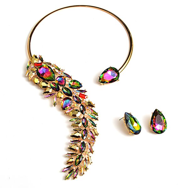

wedding jewelry sets vintage baroque statement necklace boho colorful pendant choker collar necklaces set for women punk jewelry 230512, Slivery;golden