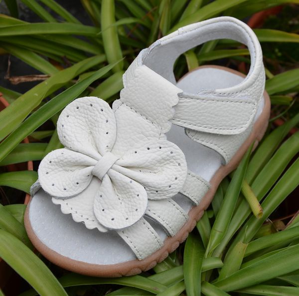 

sandals genuine leather girls sandals white summer walker shoes with butterfly antislip sole kids toddler 12.3-18.3 insole 230515, Black;red