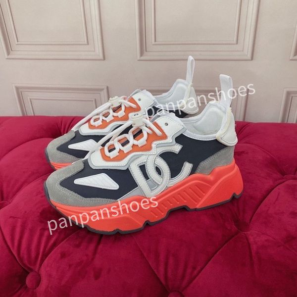 

new brand women men designer leather lace-up sneakers fashion lady flat running letters shoes platform sneaker2023, Black