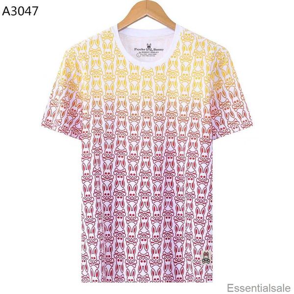 

2023 spring/summer new psycho bunny skeleton rabbit full short sleeve t shirt printed pattern fashion brand t-shirt pure cotton embroidery a, White;black