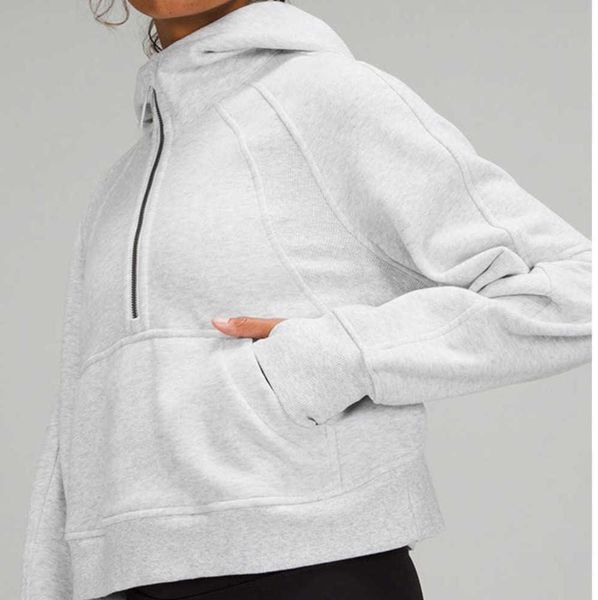 

lululemens womens jackets hoodys plus velvet autumn and winter yoga hoodie scuba thickening sports half zipper terry designer sweater design, Black;brown