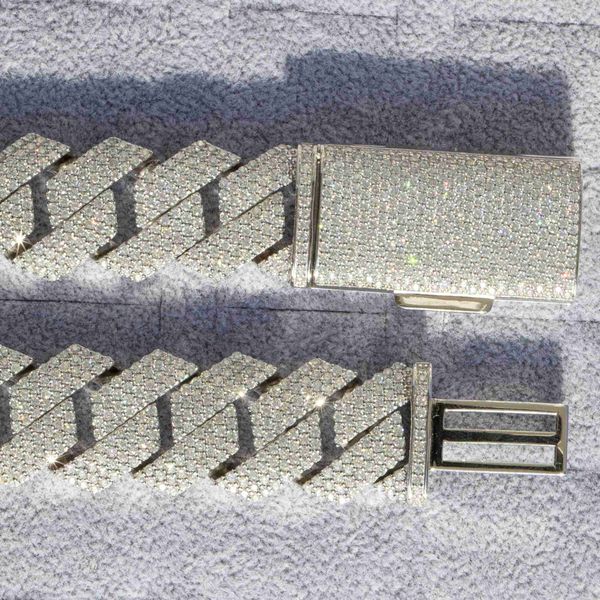 

20mm width handmade men jewelry d color vvs grade moissanite necklace hip hop miami necklace cuban link chain, Silver