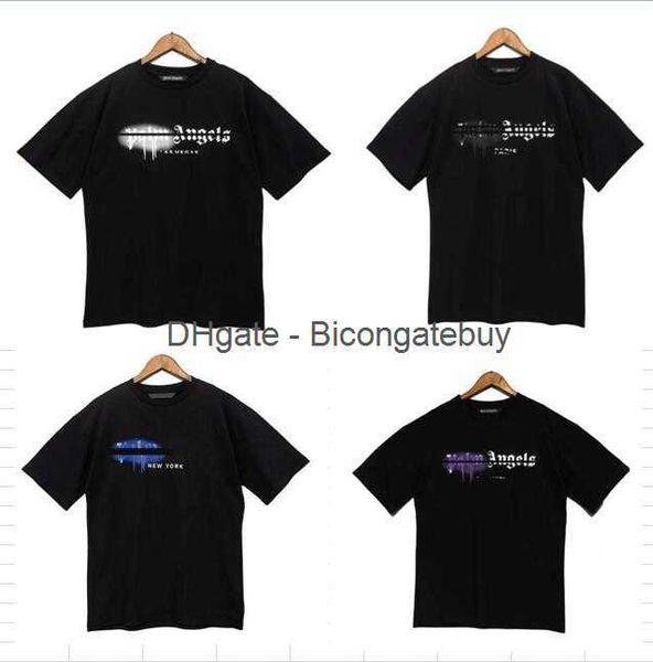 

t men's shirs shir palms palmangel ciy designer limied inkje graffii leer prining women's sailboa shor-sleeved casual funh, White;black