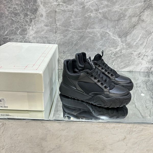

new luxury men's ladies casual shoes fashion leather colorblock flat street couple sneakers outdoor running shoes 0511, Black