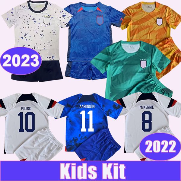 

2023 pulisic dest kids kit soccer jerseys national team 22 23 morris mckennie yedlin acosta aaronson states home away goalkeeper child suit, Black
