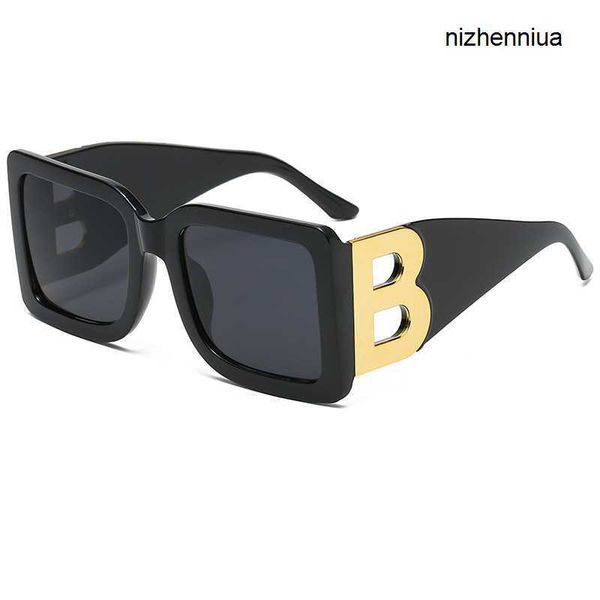 

hermm elegant sunglasses 2023 new large frame square b letter female personalized fashion glasses ogua, White;black