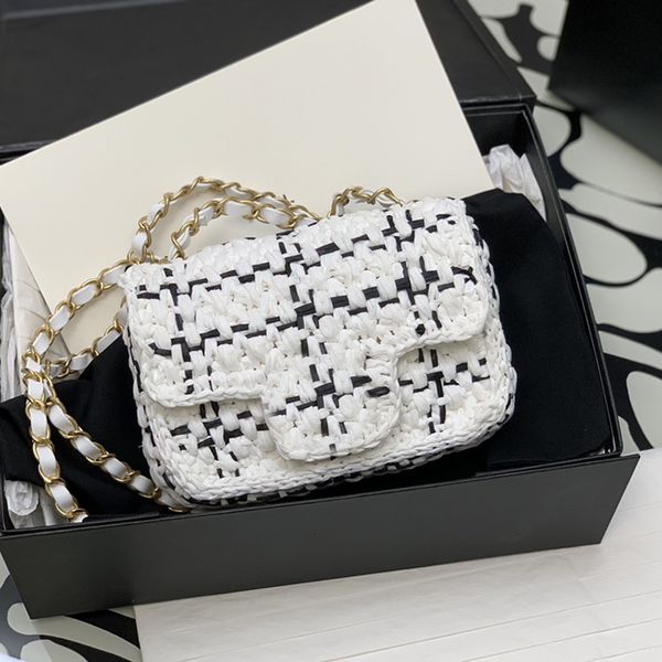 

designer flap bags luxury chain bags 1:1 quality weaving evening bags 17cm with box mc040