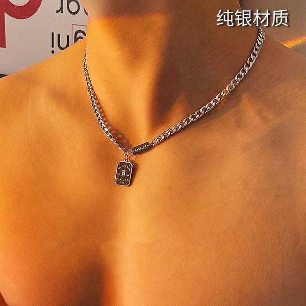 

fangpai letter necklace men's fashion sterling silver hip hop crowd light luxury europe america cuba chain high street clavicle chain p