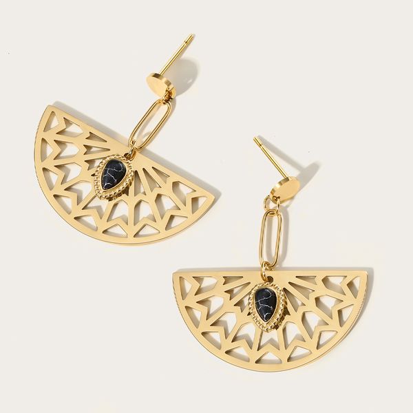 

dangle chandelier yachan boho geometric drop earrings for women stainless steel gold color inlaid natural stone aesthetic jewelry 230515, Silver