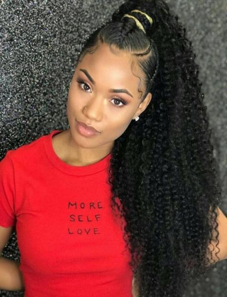 

malaysian kinky curly ponytail remy pony tails hairpieces natural hair ponytail wrap arounds 22quot human hair ponytail extensio8326022, Black