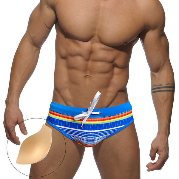 

men's clothing jessborn color striped triangle swimming trunks youth seaside beach spring cup fashion swimsuit, White;black