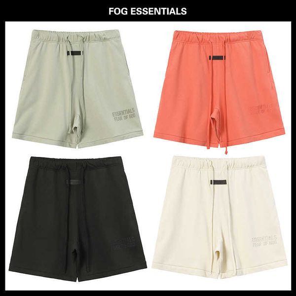 

b7lo 2023 men's and women's fashion shorts high street brand ess flocked letter loose fitting sports quarter, White;black