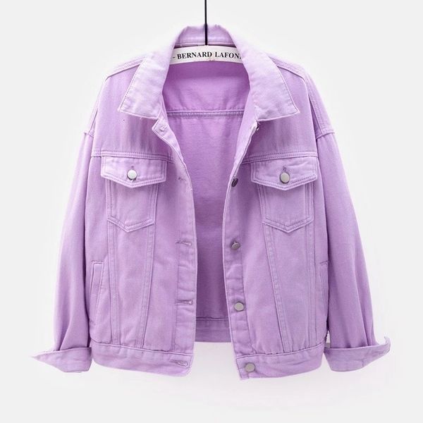 

women's jackets women's denim jacket spring autumn short coat vintage jean jackets casual purple white loose lady chic outerwear, Black;brown