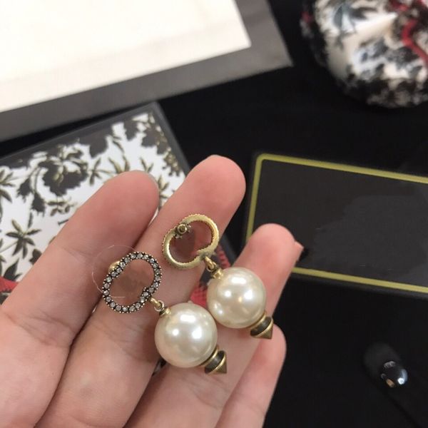 

pearl pendant decorative earrings various vintage luxury style simple letter women designer studs fashion couple earrings, Golden;silver