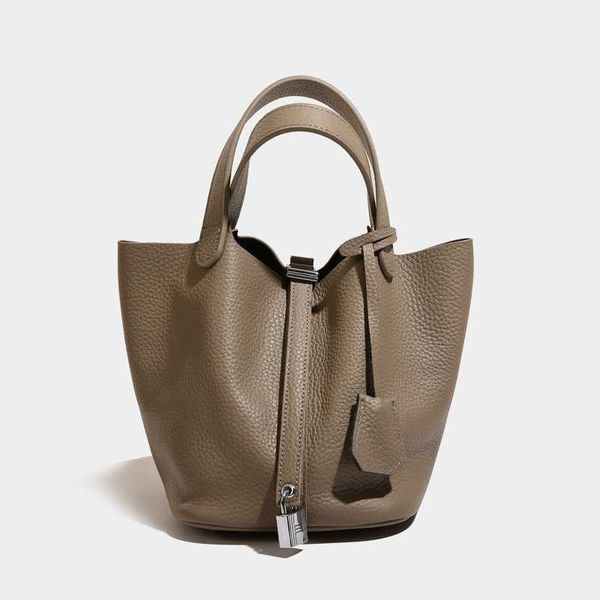

authentic totes picotin women's luxury bags 2023 new portable vegetable basket genuine leather women's bag soft cow skin litchi pa