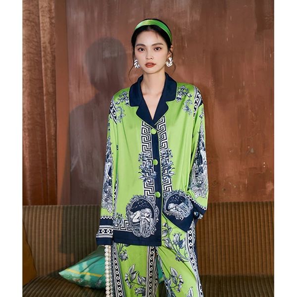 

women's sleepwear women's silk pajamas loose luxury oversize ladies sleepwear long pants set 2 pieces pijamas women satin spring s, Black;red