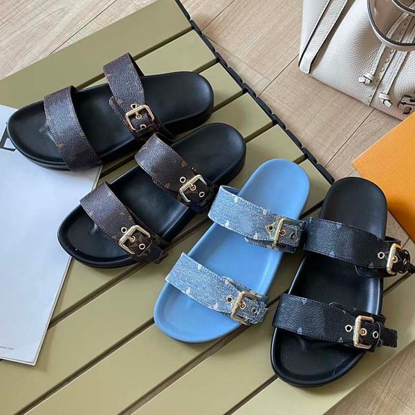 

slide slippers sandals flat summer luxury slides for women rubber leather loafers ladies fashion heightening sliders sandal, Black