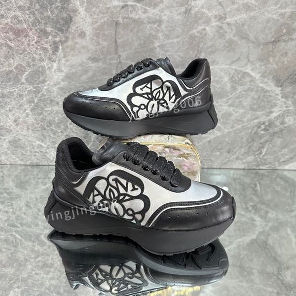 

2023new brand women mens designer fashion casual shoes leather lace-up sneaker fashion lady flat running trainers letters gym sneakers, Black
