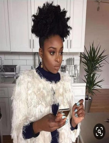 

afro kinky curly weave black hair ponytail puff natural hair clip in drawstring human hair ponytail for black women 120g5529589